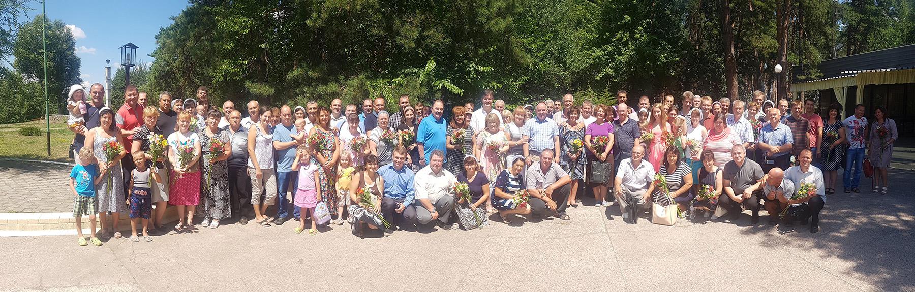 Pastors and wives in Ukraine at Three2One retreat